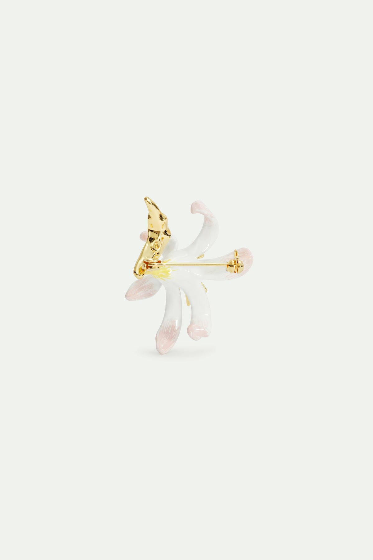 Broche Grande fleur de lys blanche et cristaux