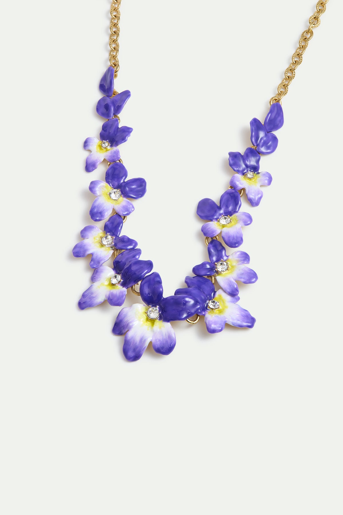Violets and faceted crystal statement necklace