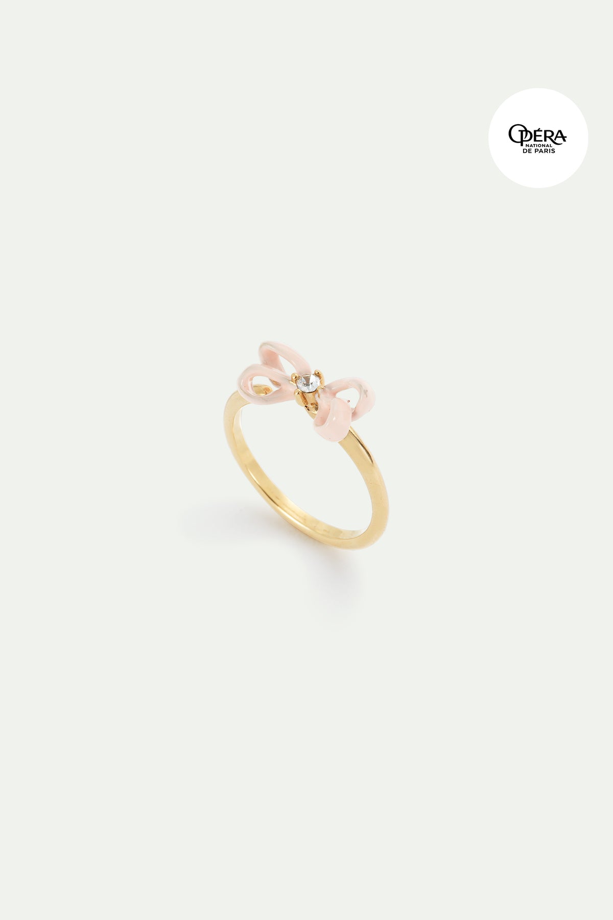 Bague ajustable ruban rose et cristal