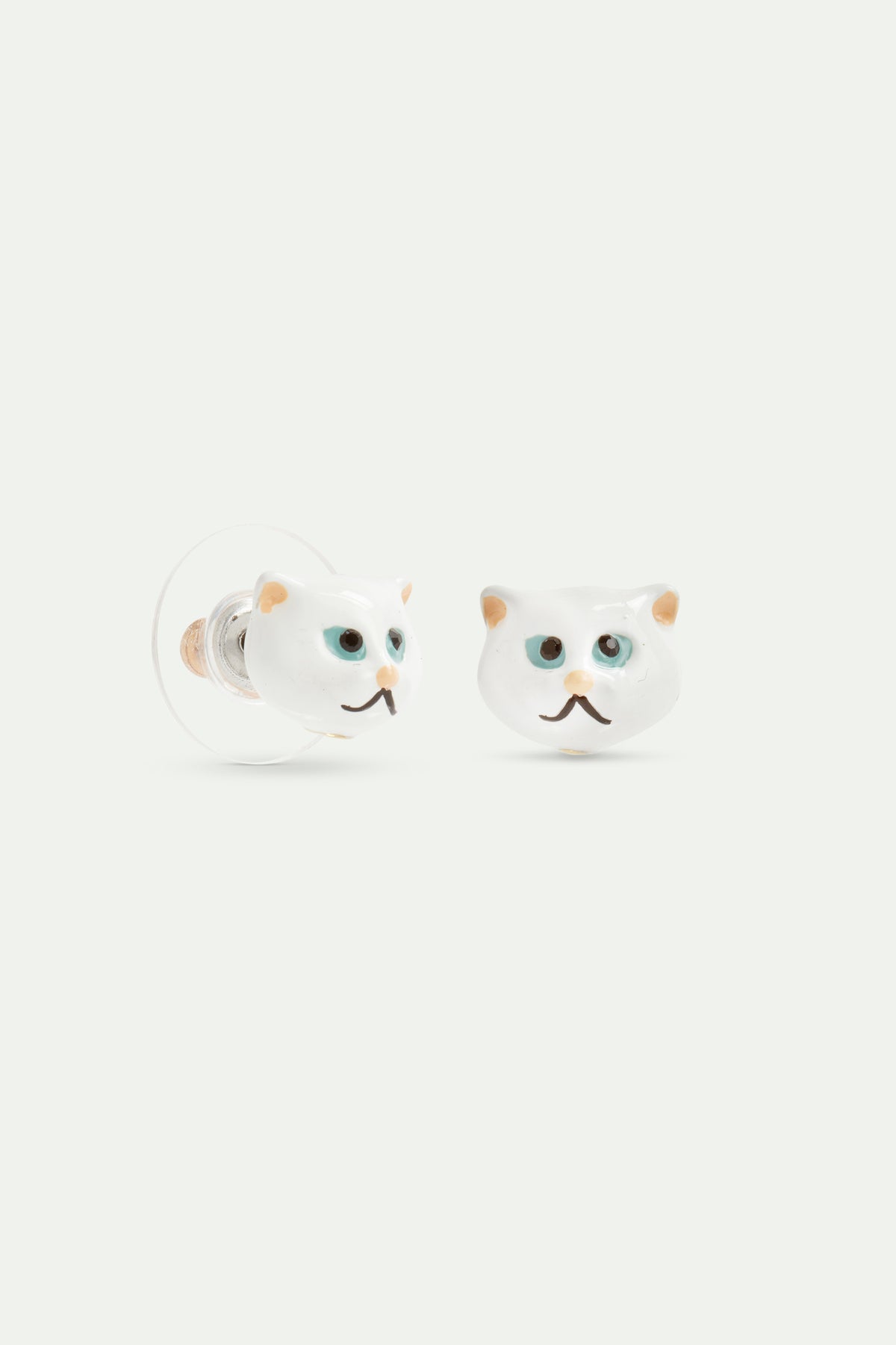 Boucles d'oreilles tiges tête de chat blanc