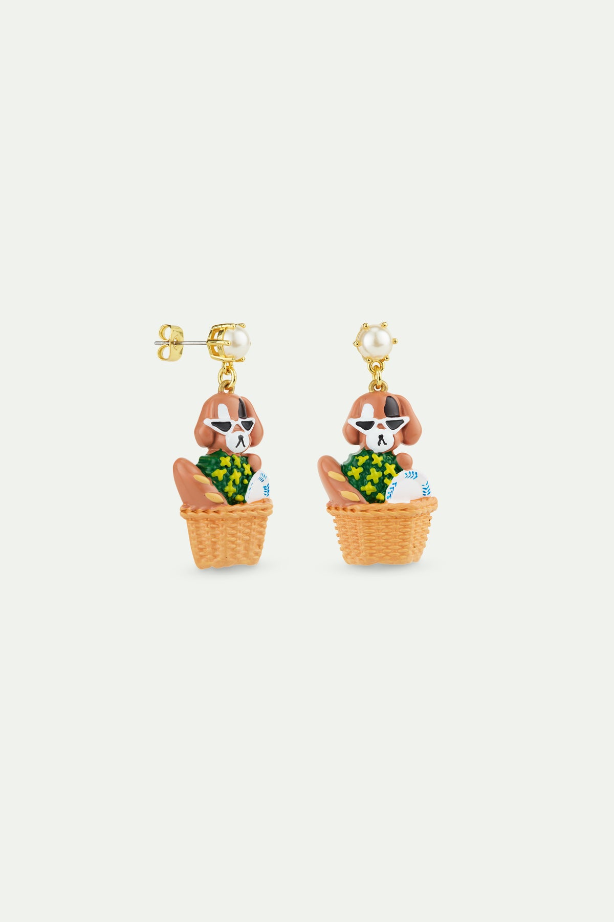 Boucles d'oreilles chien et panier de pique-nique