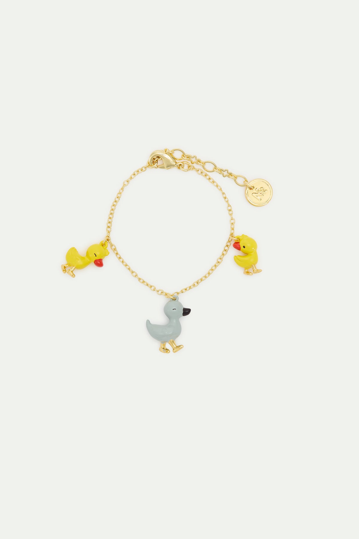 Bracelet fin charm's Petits Canards jaune et bleu