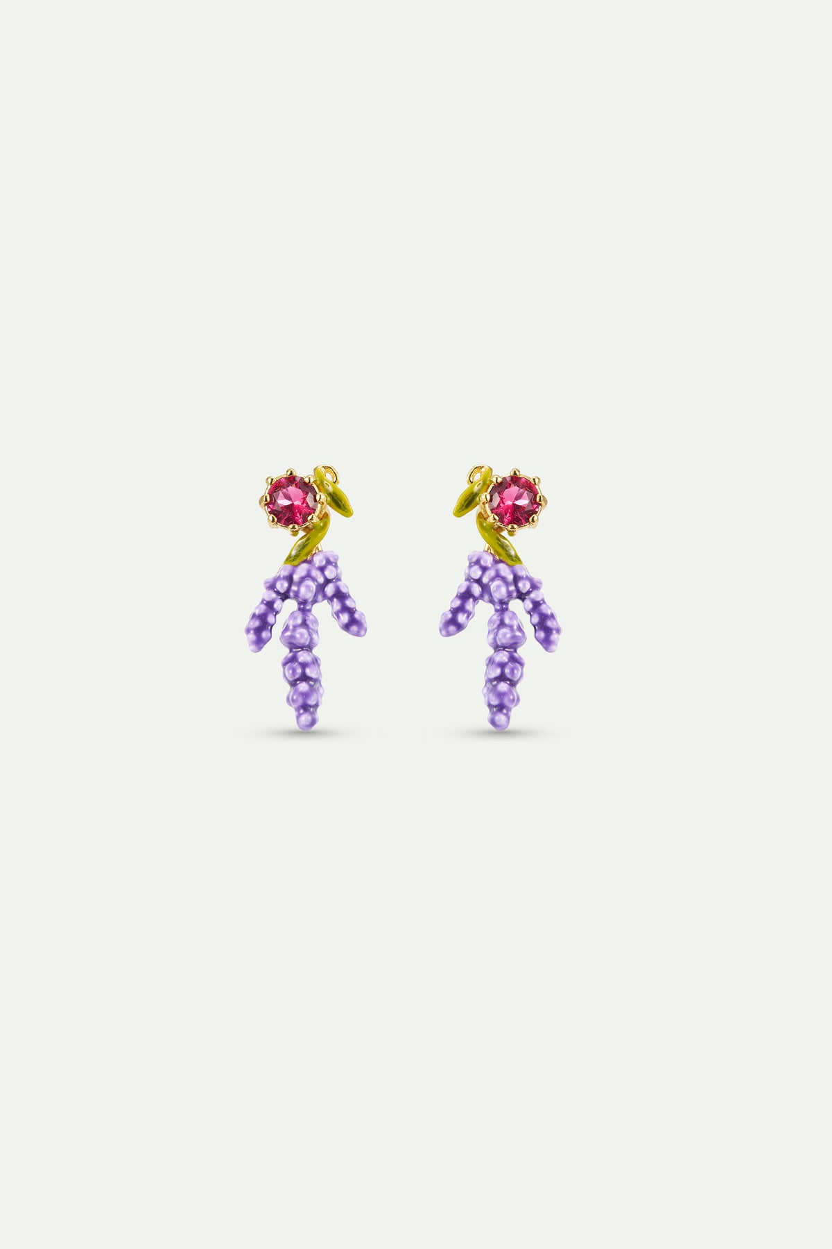 Boucles d'oreilles lavande et pierre rose