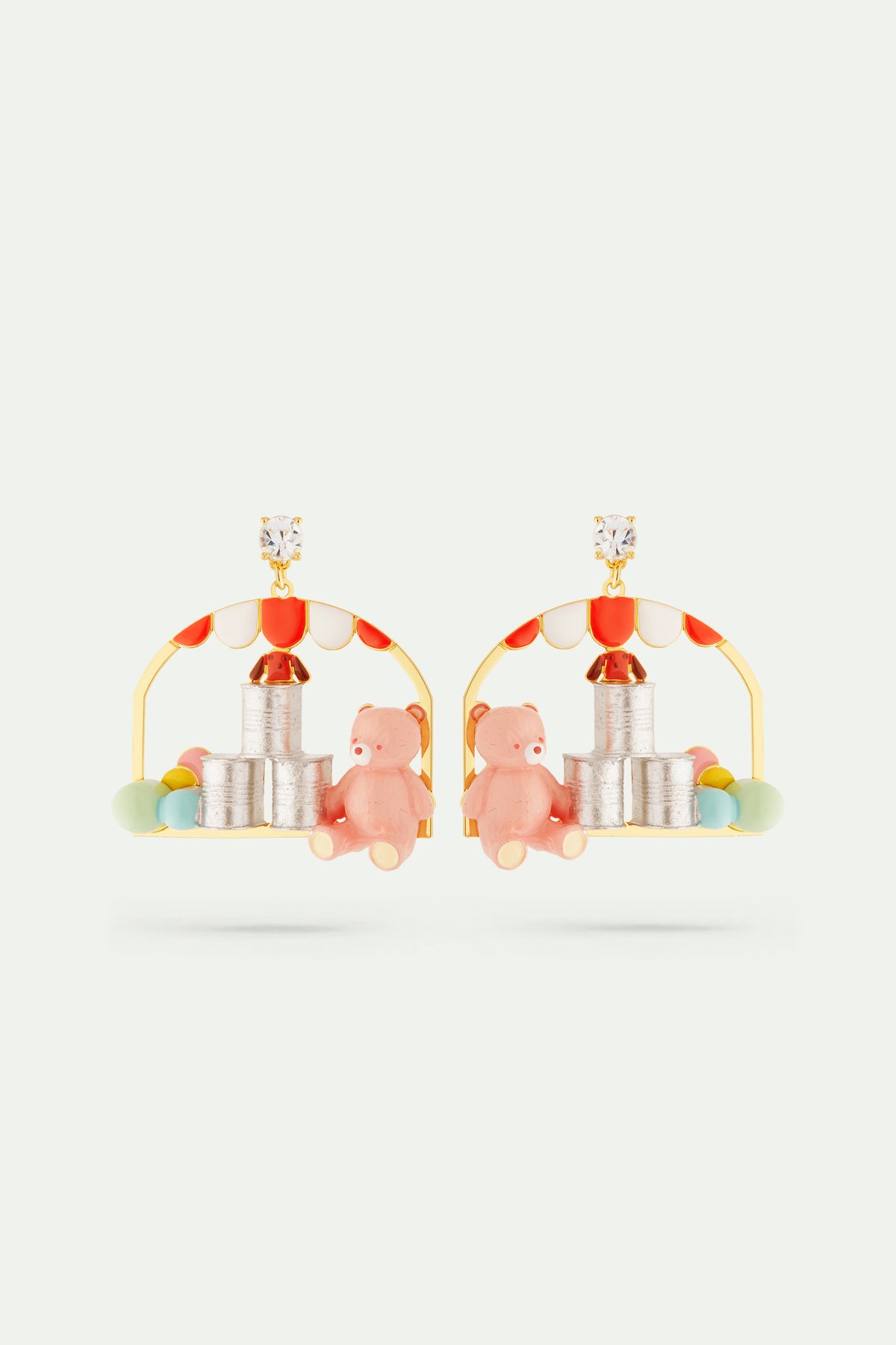 Teddy bear and tin-can-alley earrings