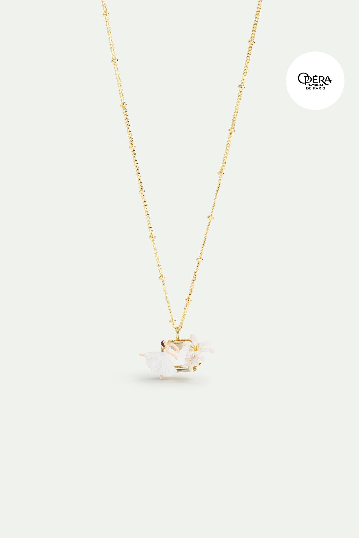 Collier pendentif Ballerine, Fleur de Lys, et pierre facettée