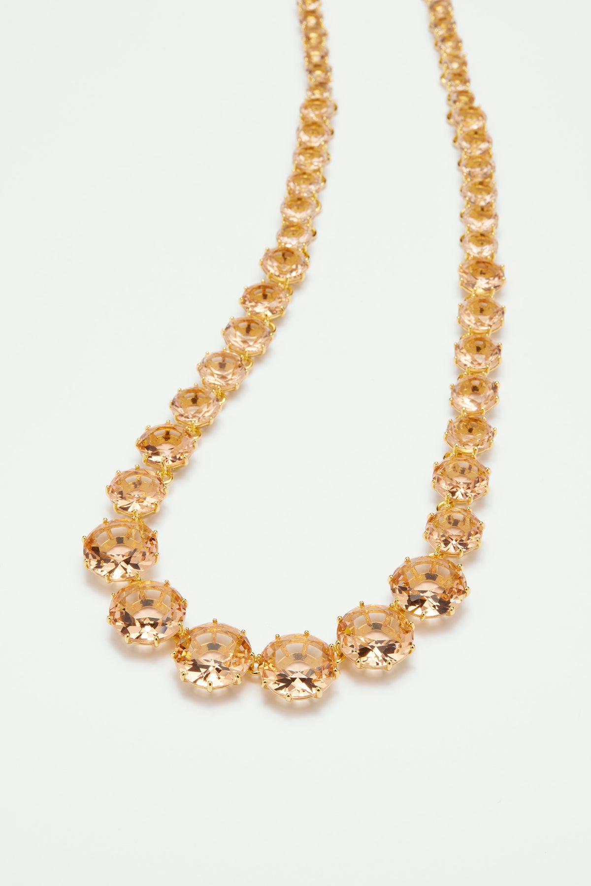 Collier sautoir pierres rondes la diamantine rose abricot