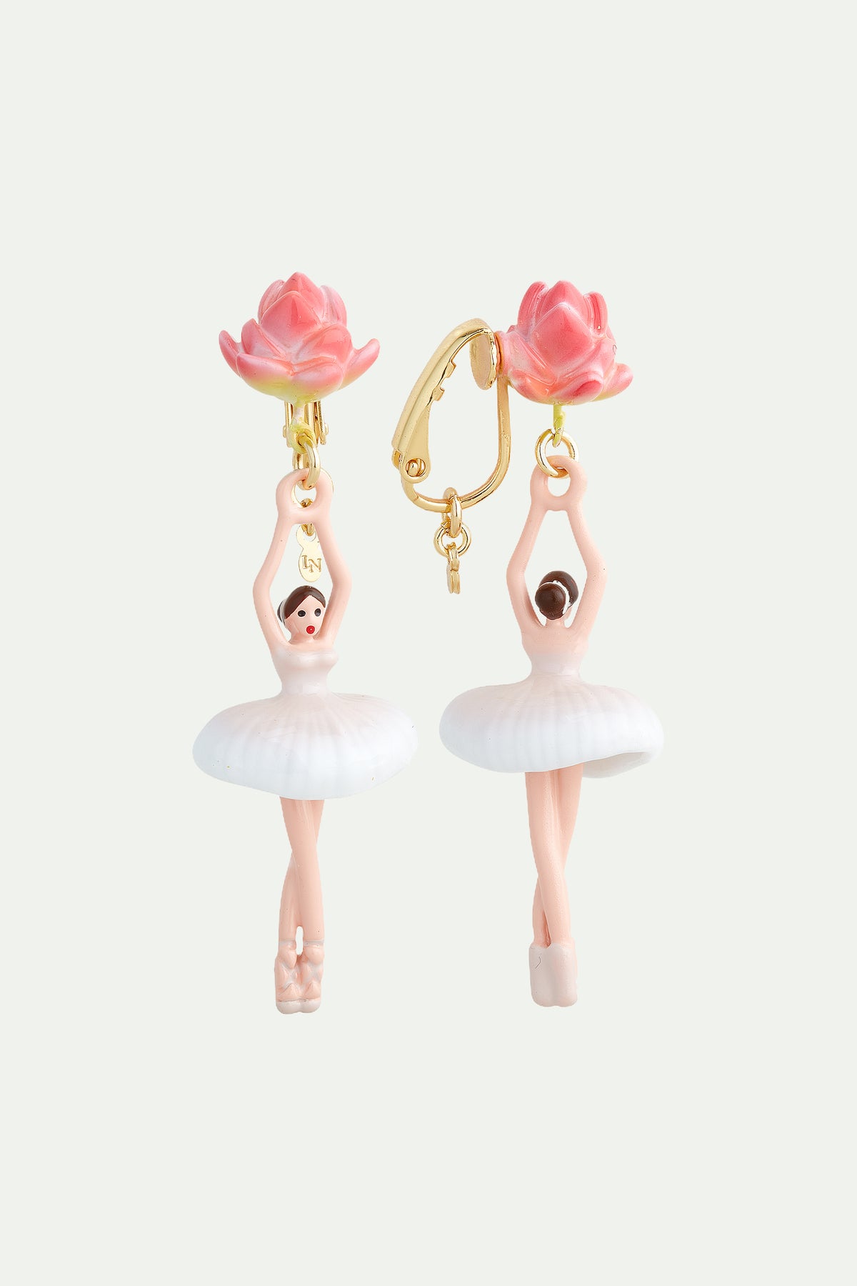 Boucles d'Oreilles Tiges Ballerine Fleur de Lotus