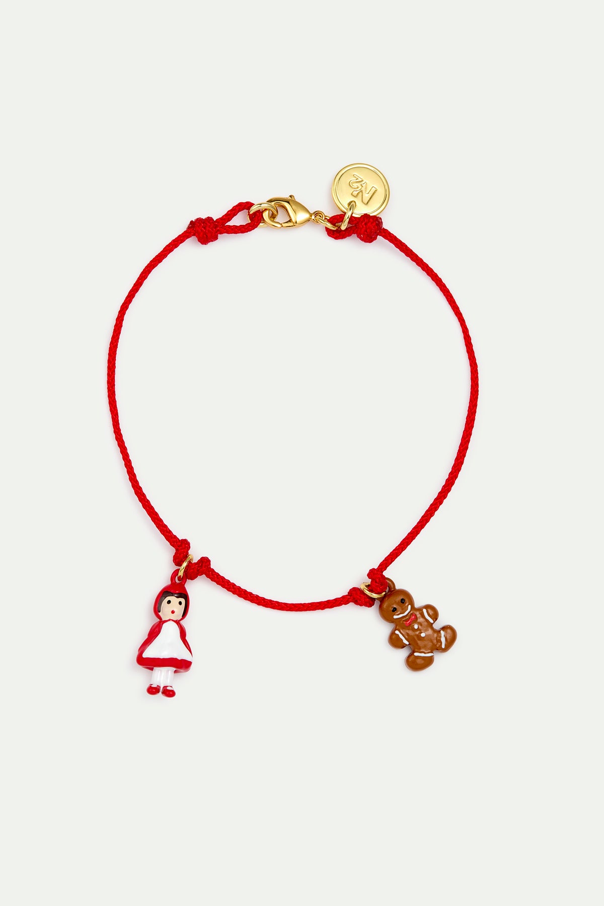 Bracelet cordon rouge ajustable Petit Chaperon Rouge, bonhomme pain d'épice