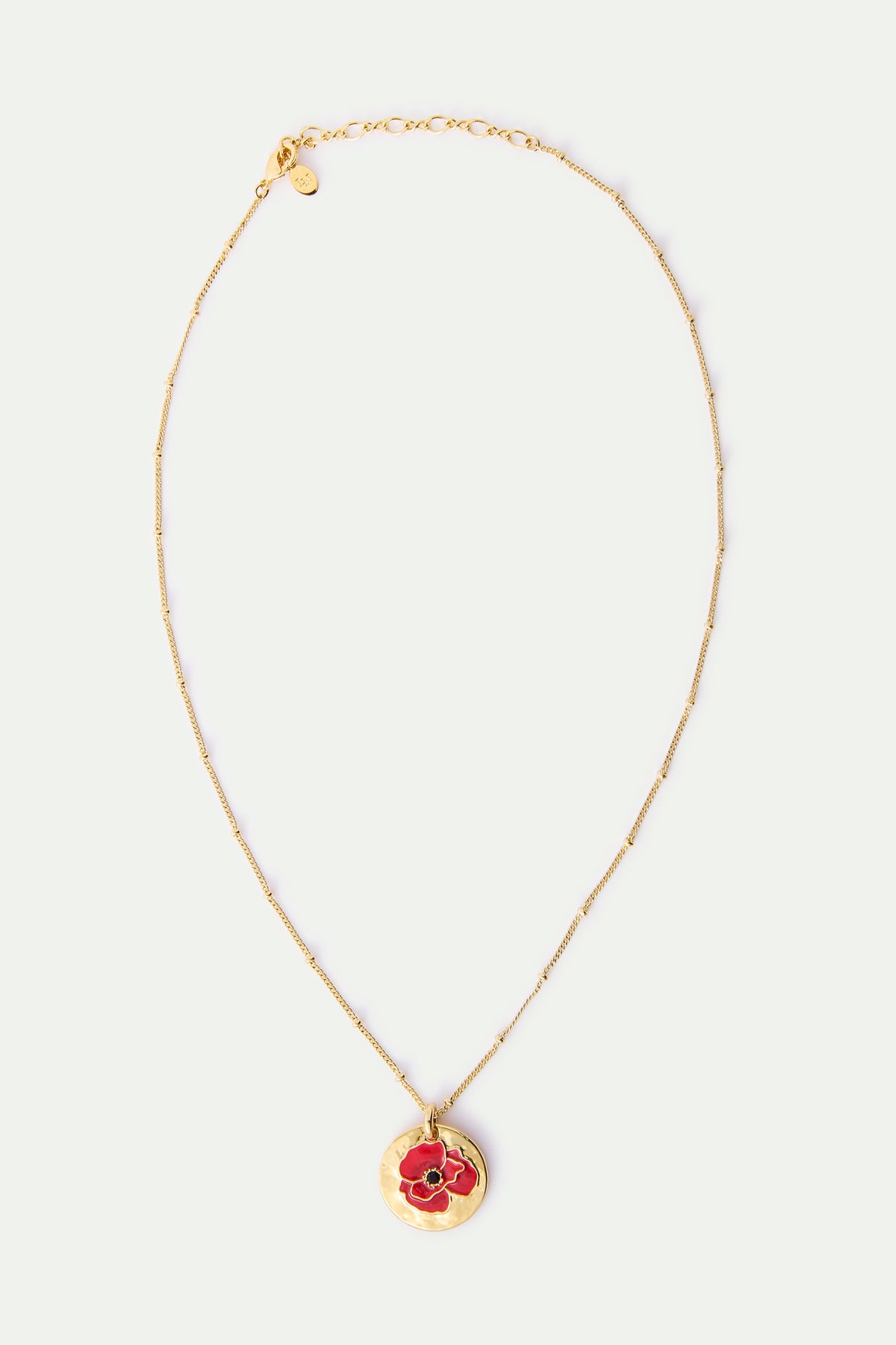 Collier pendentif médaille dorée coquelicot