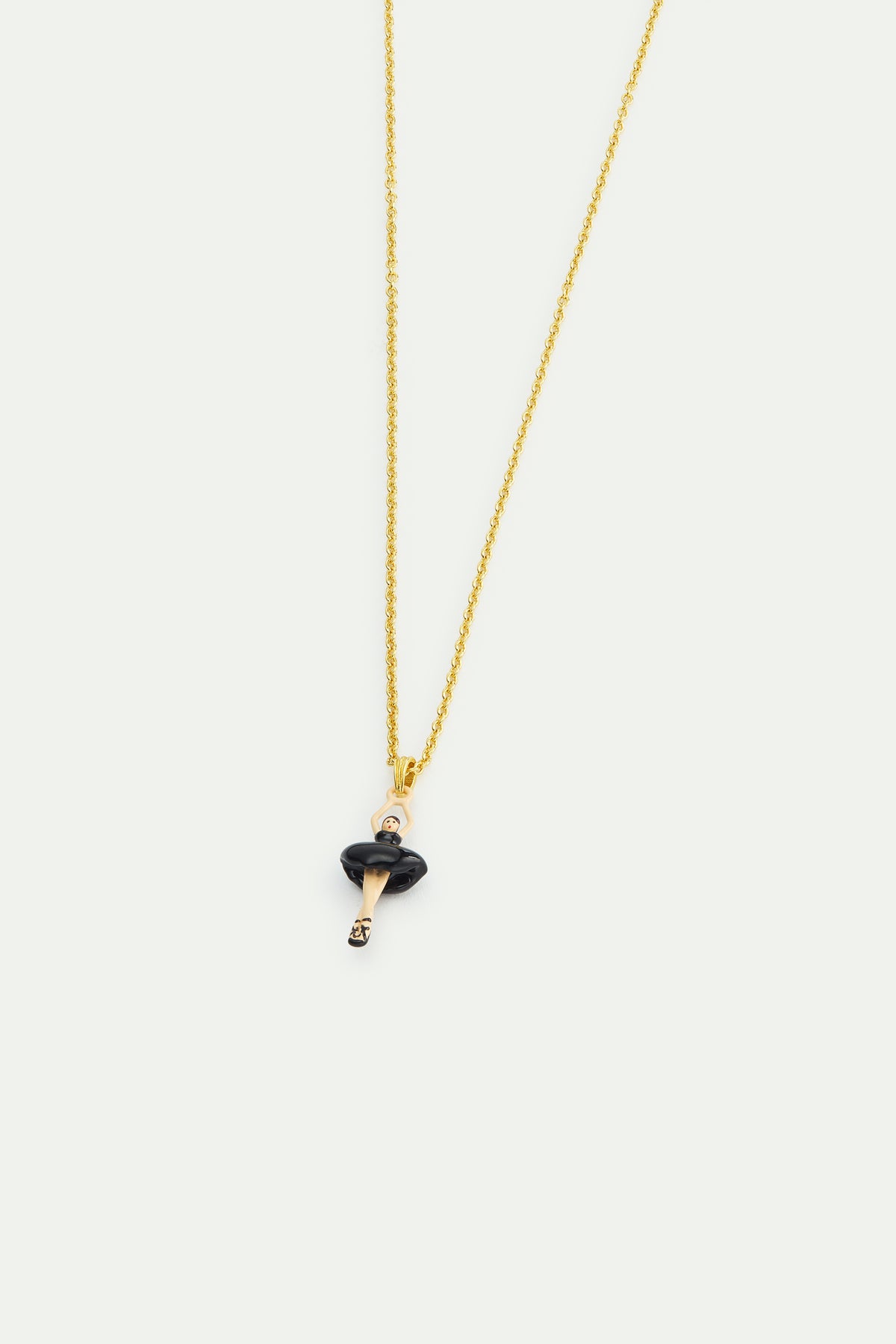 Collier pendentif Ballerine tutu noir et perle de culture