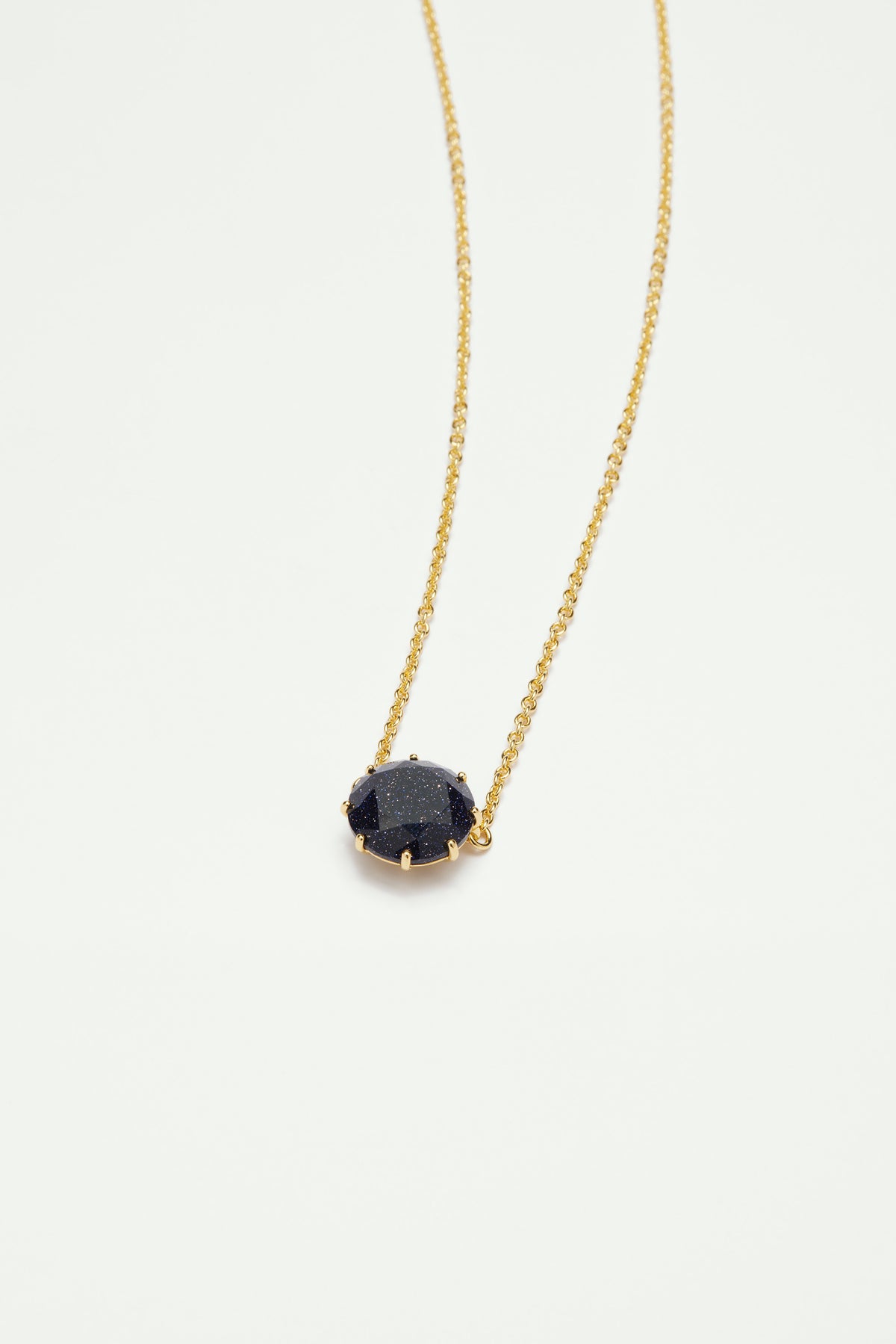Collier pendentif pierre ronde la diamantine bleu nuit pailleté
