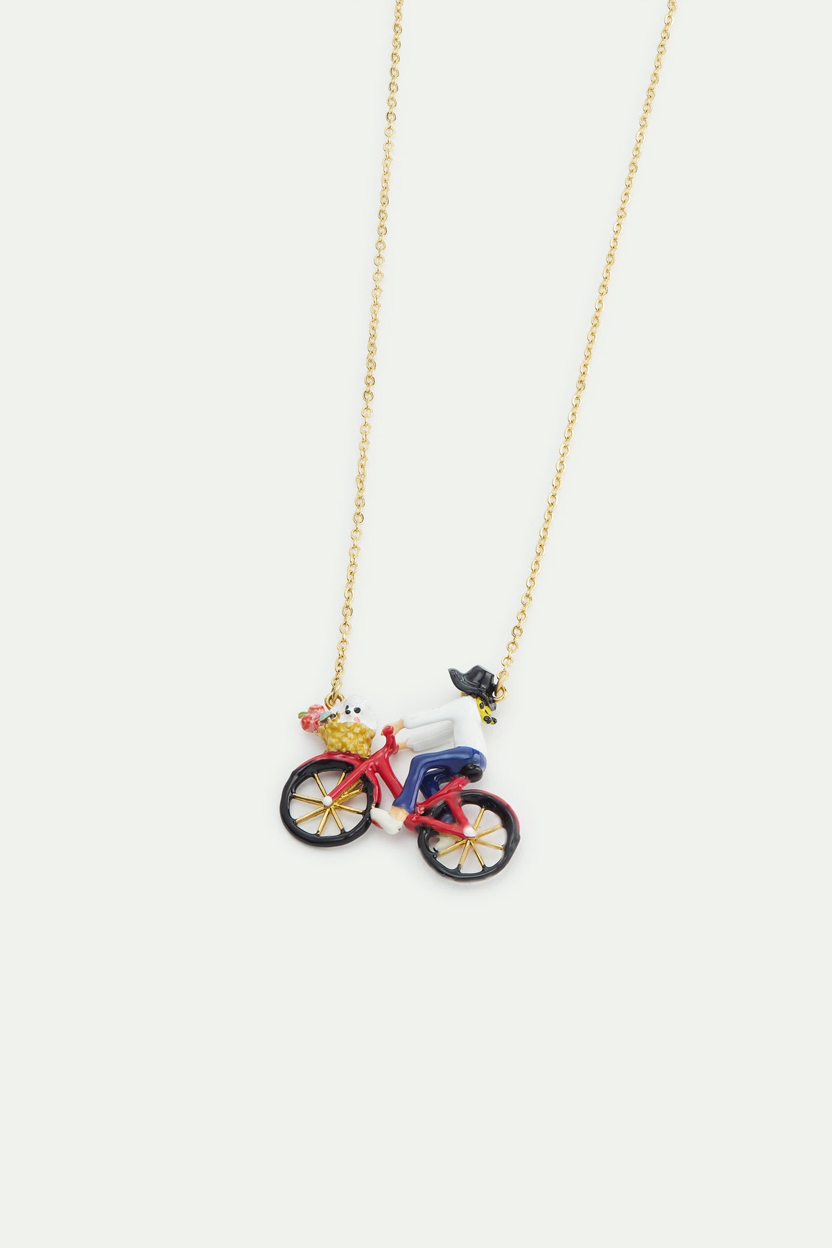 Collier plastron vélo, caniche et bouquet de fleurs