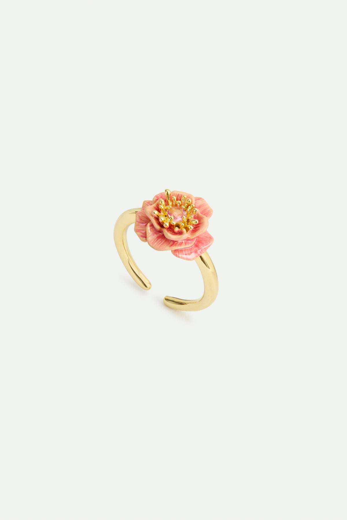 Bague ajustable anémone rose