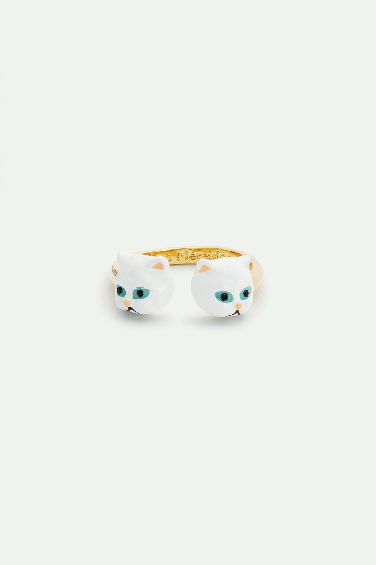 Bague ajustable chats blancs