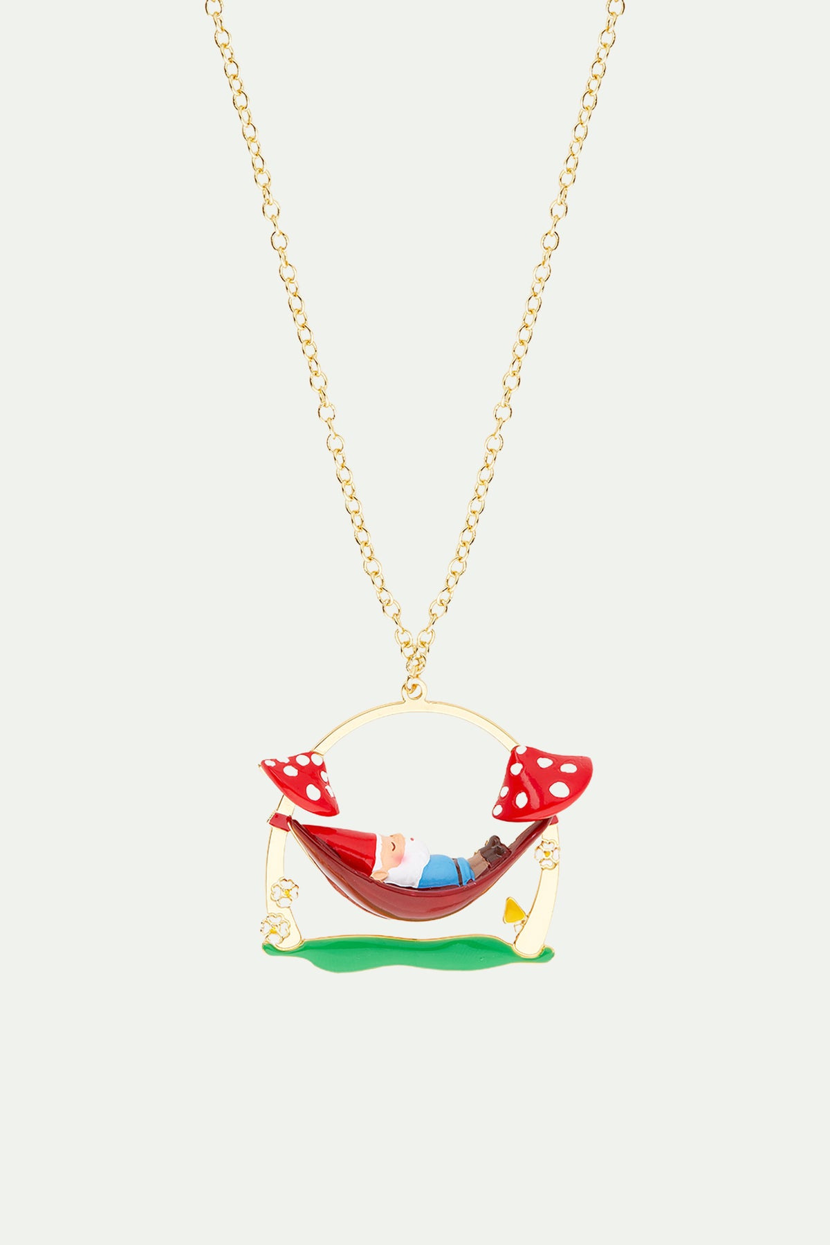 Collier pendentif hamac et nain de jardin