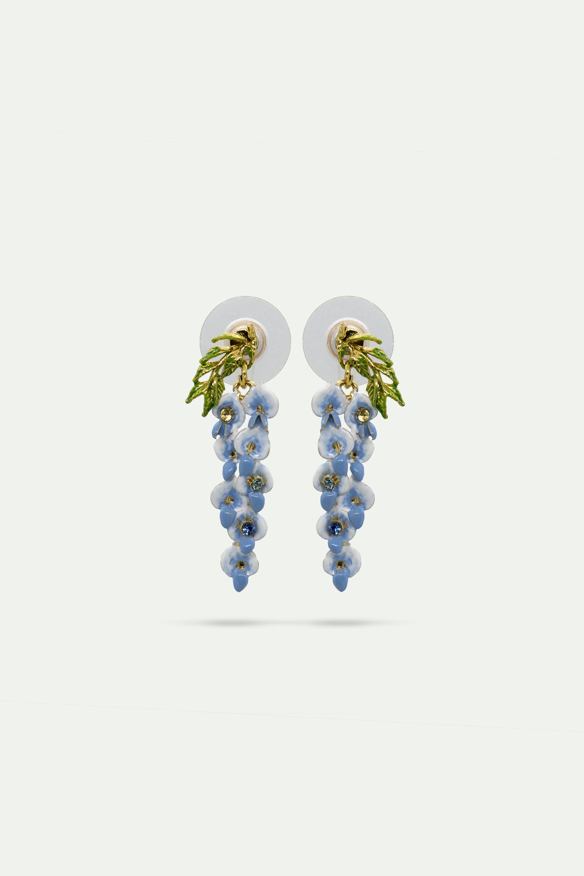 Boucles d'oreilles fleurs de glycines et cristaux