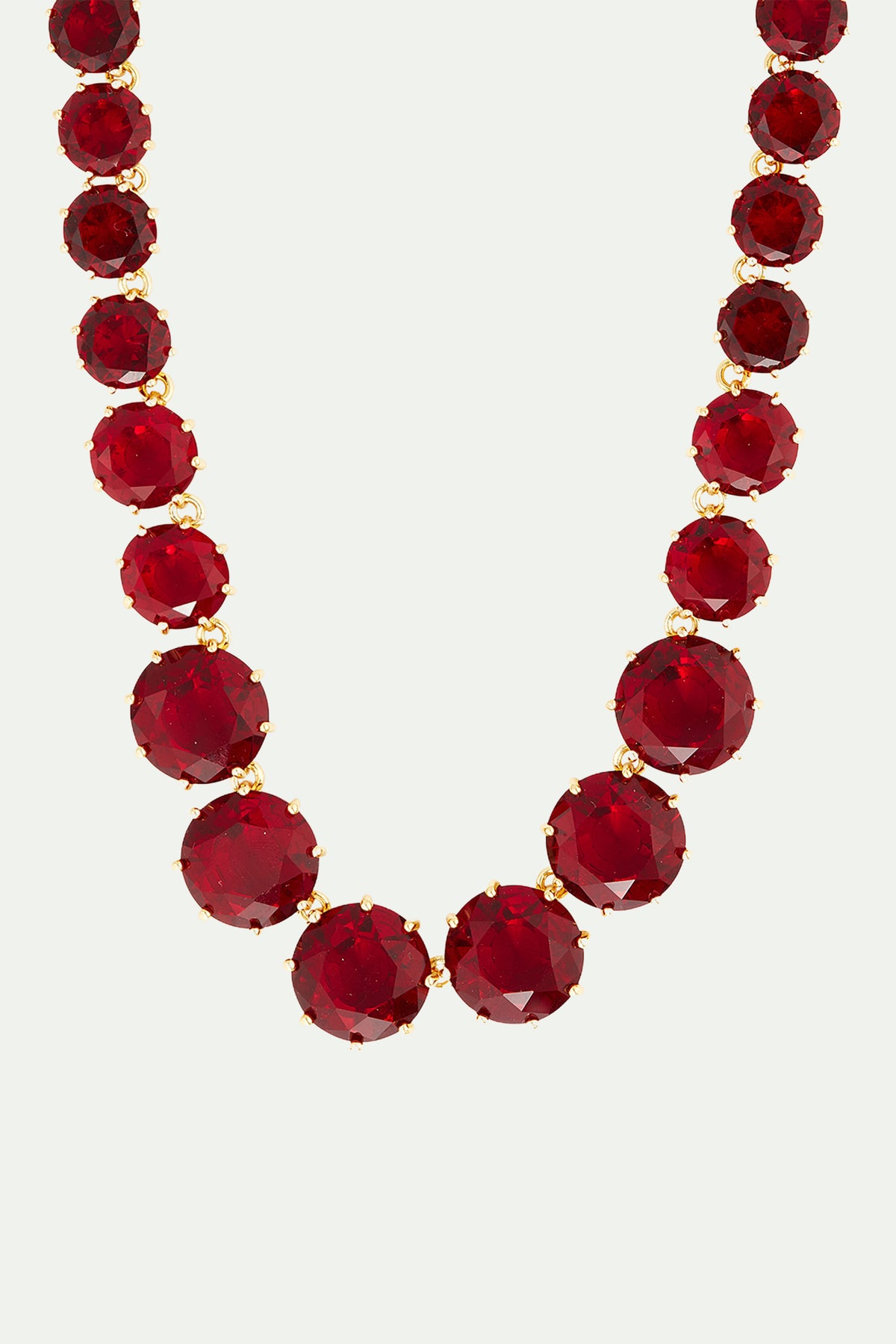 Collier sautoir pierres rondes La Diamantine rouge grenat