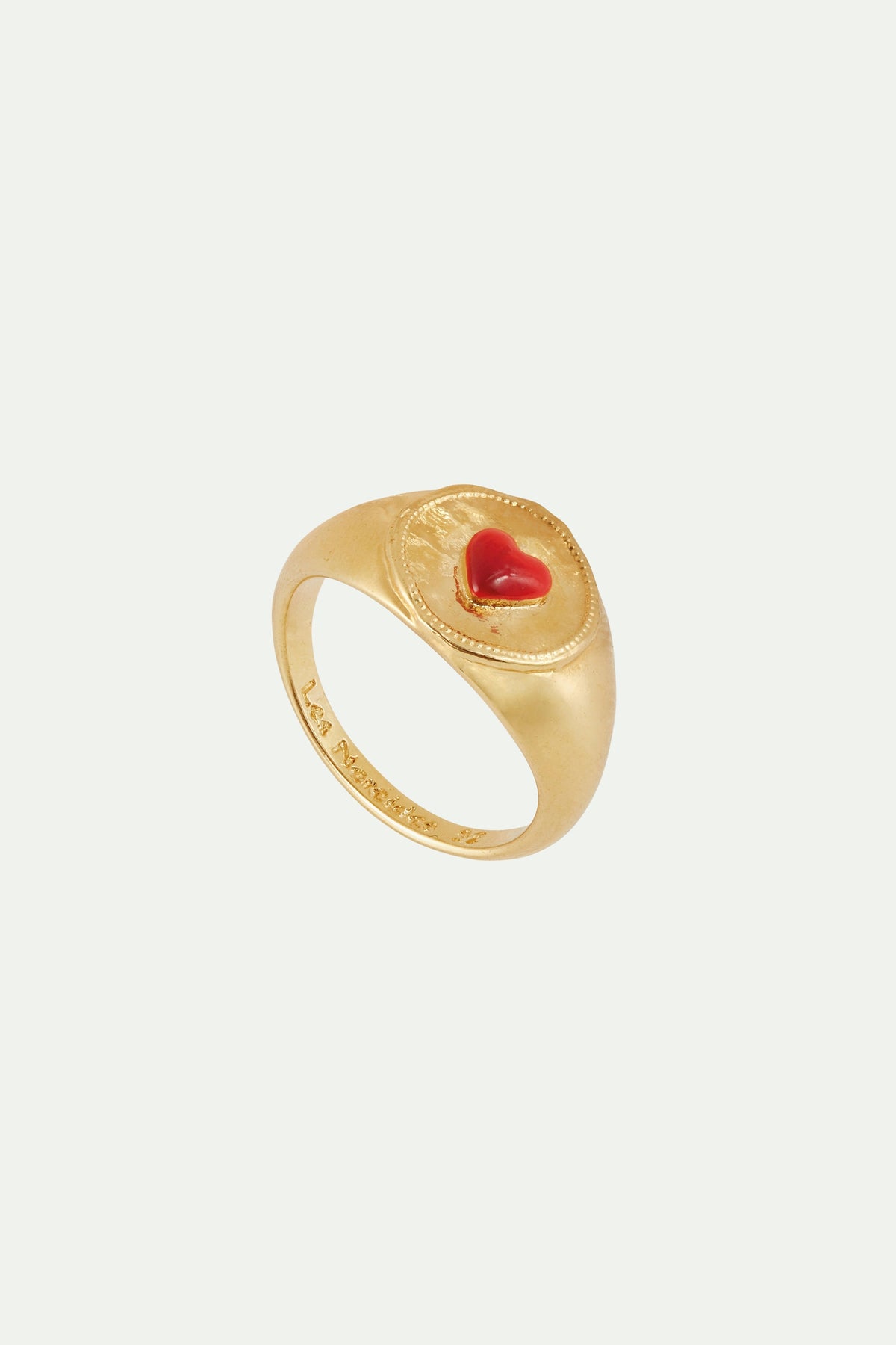 Red heart solitaire ring