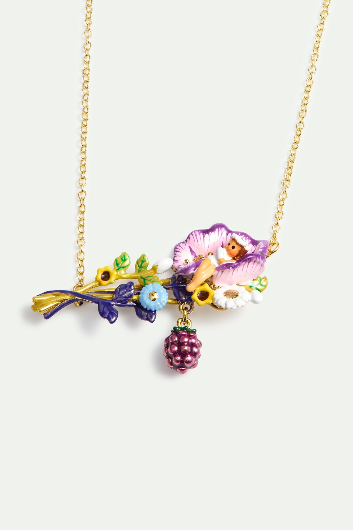 Collier plastron bouquet de fleurs et Petite Poucette