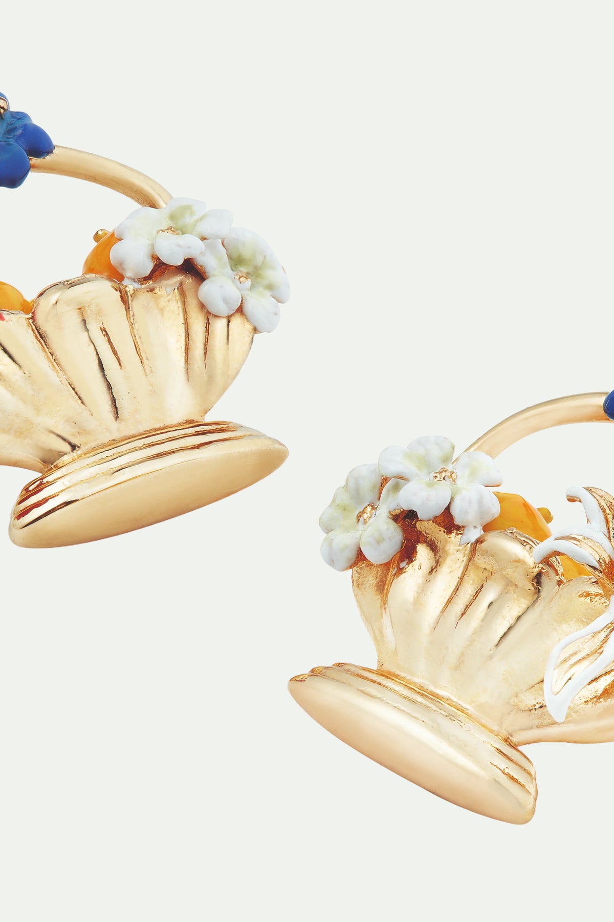 Boucles d'oreilles tiges corbeille de fruits et fleurs