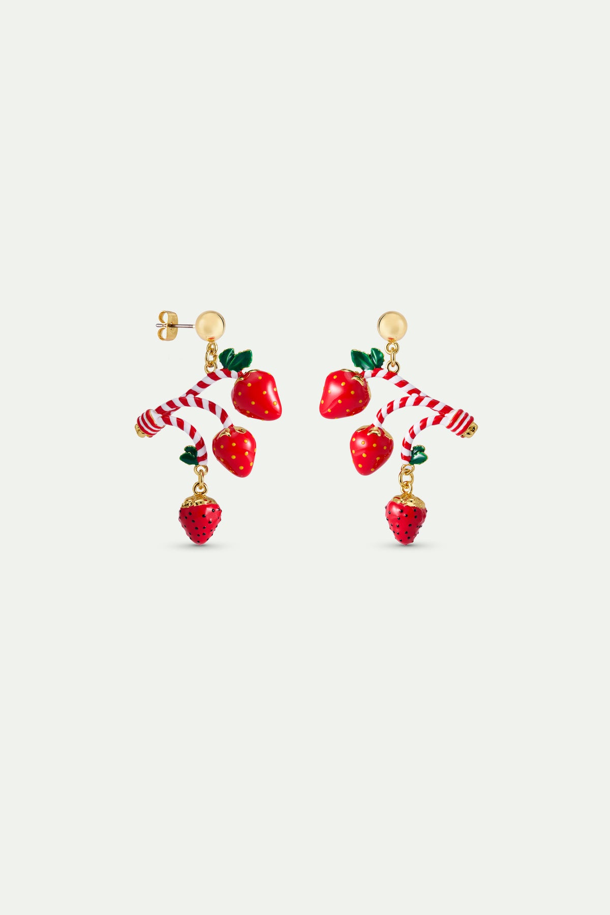 Boucles d'oreilles fraise et sucre d'orge