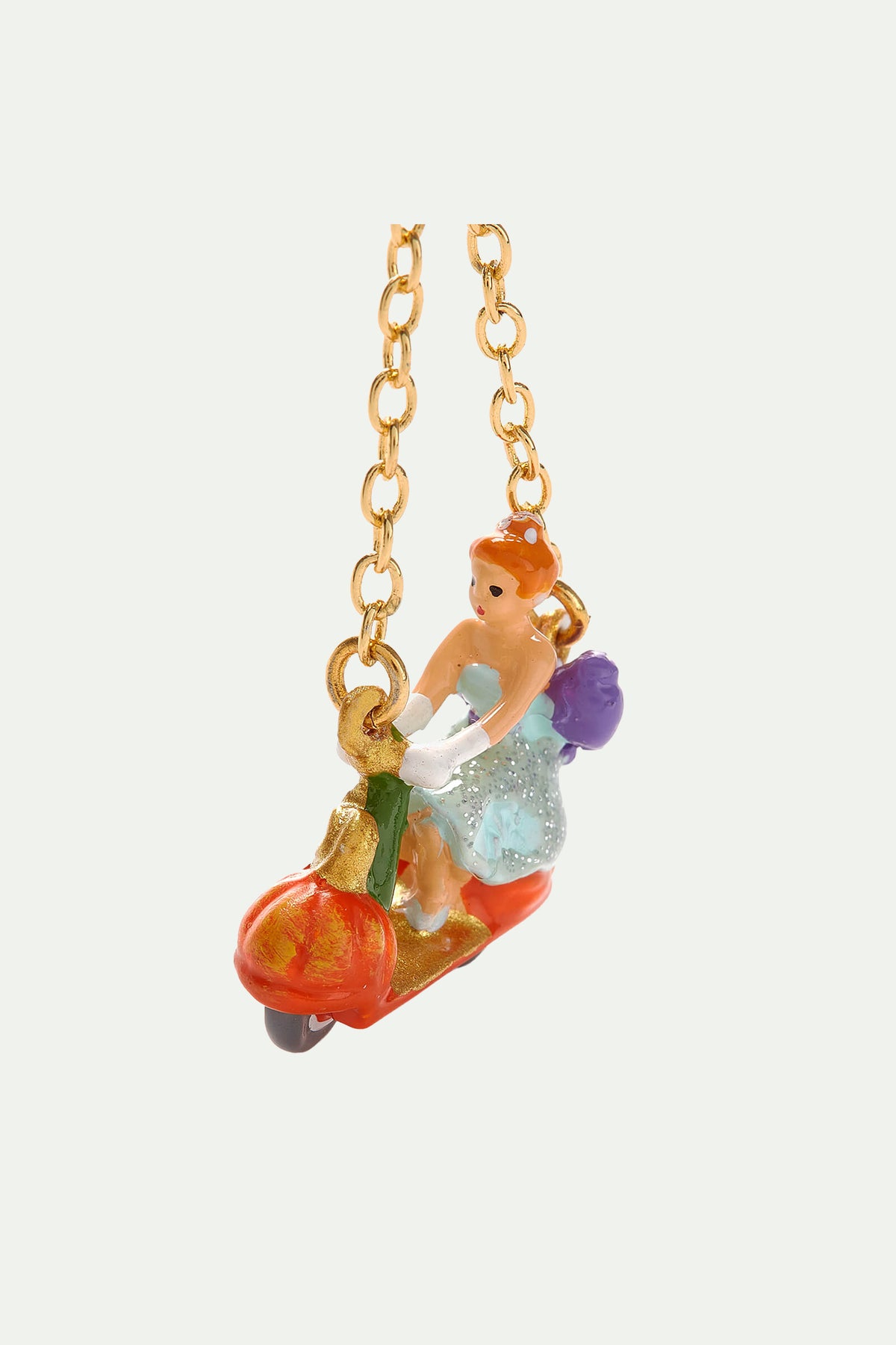 BOUCLES D'OREILLES CLIPS CENDRILLON ET SCOOTER-CITROUILLE