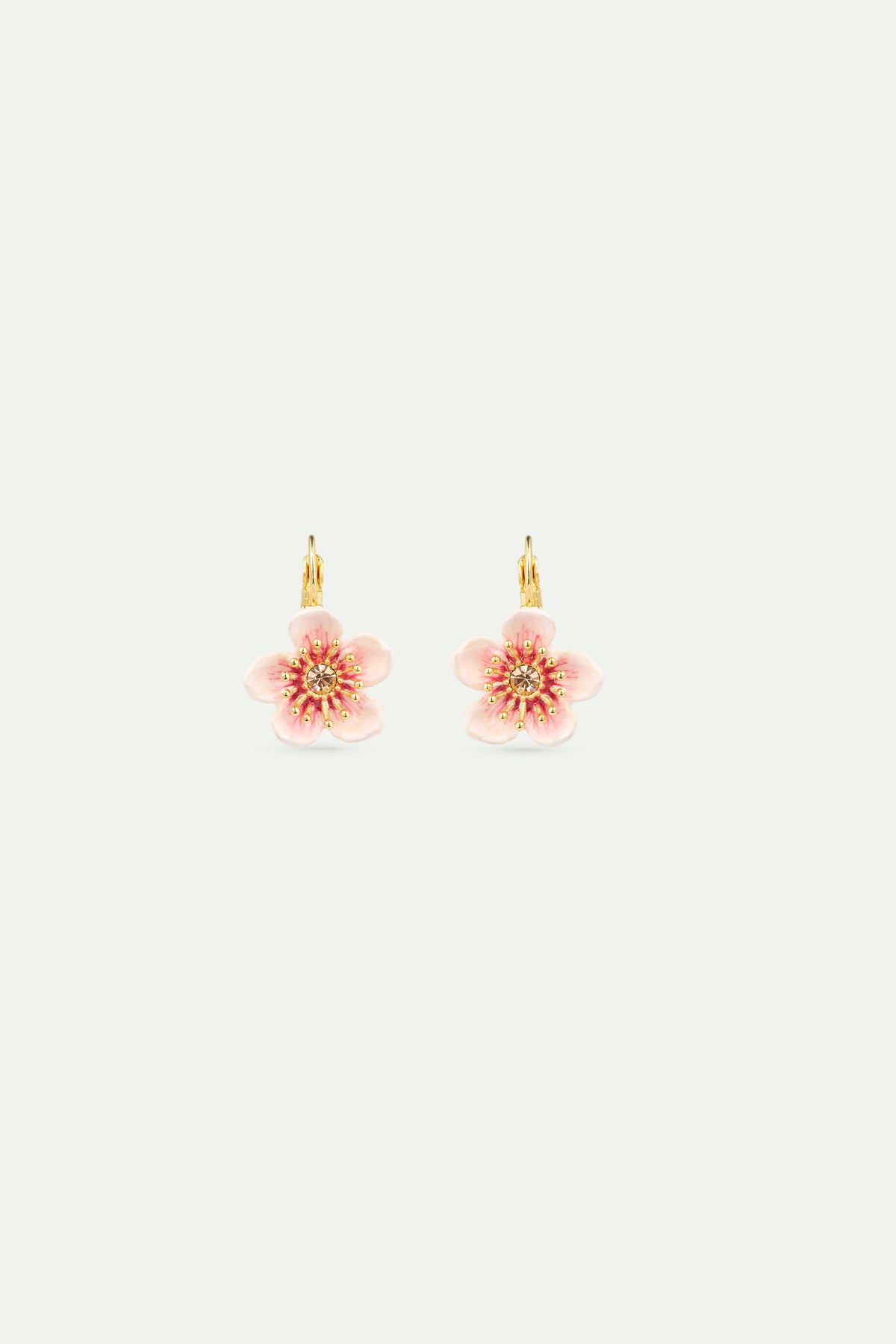 Boucles d'oreilles dormeuses fleur de cerisier rose