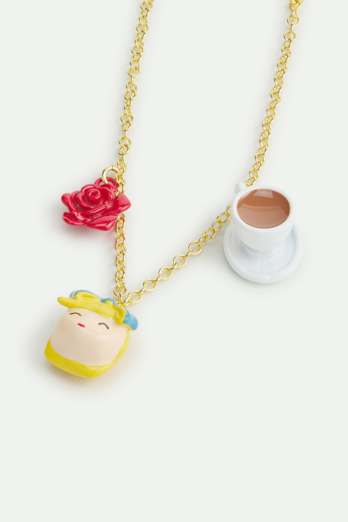 Bracelet fin Alice au pays des Merveilles, rose et tasse