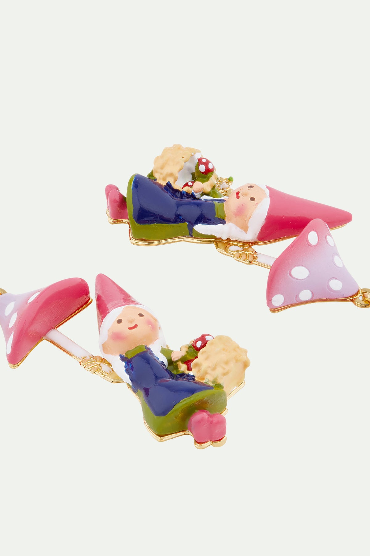 Boucles d'oreilles tiges naine de jardin et cueillette de champignons