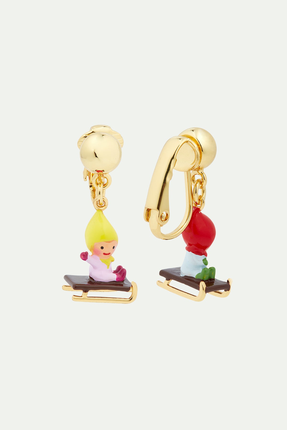 Boucles d'oreilles enfant nains en luge