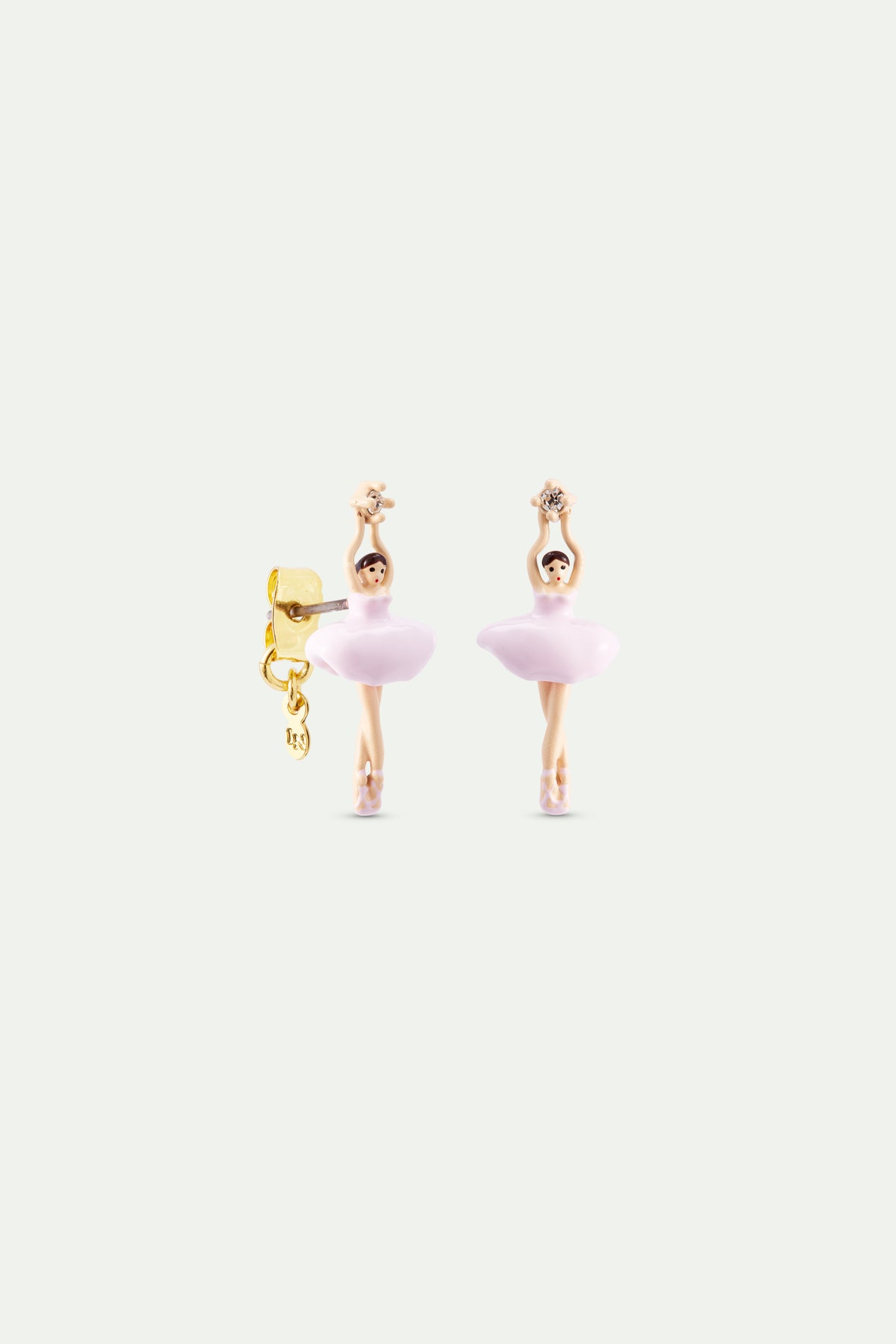 Boucles d'oreilles Ballerine rose et cristal