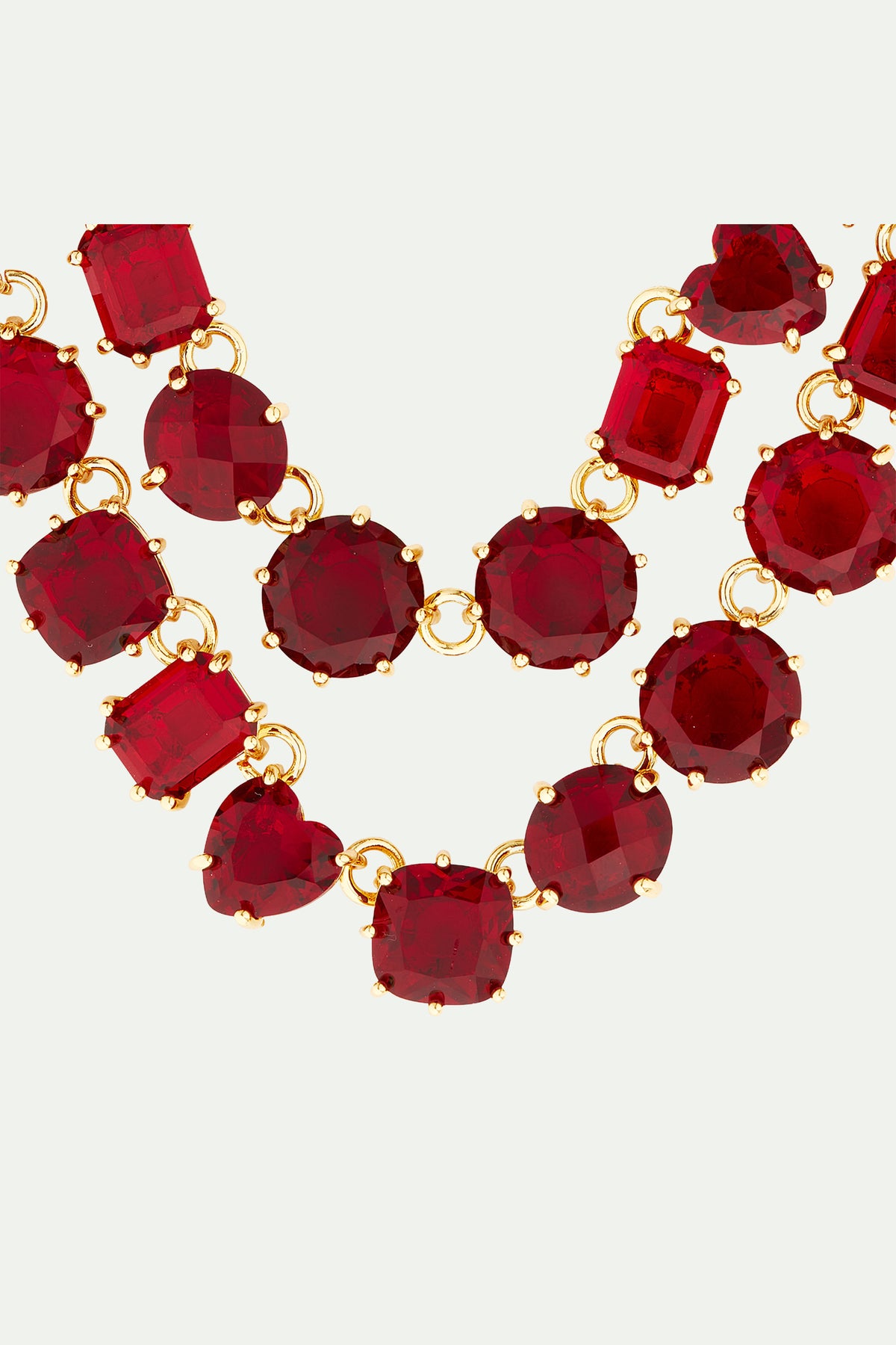 Collier luxe deux rangs La Diamantine rouge grenat