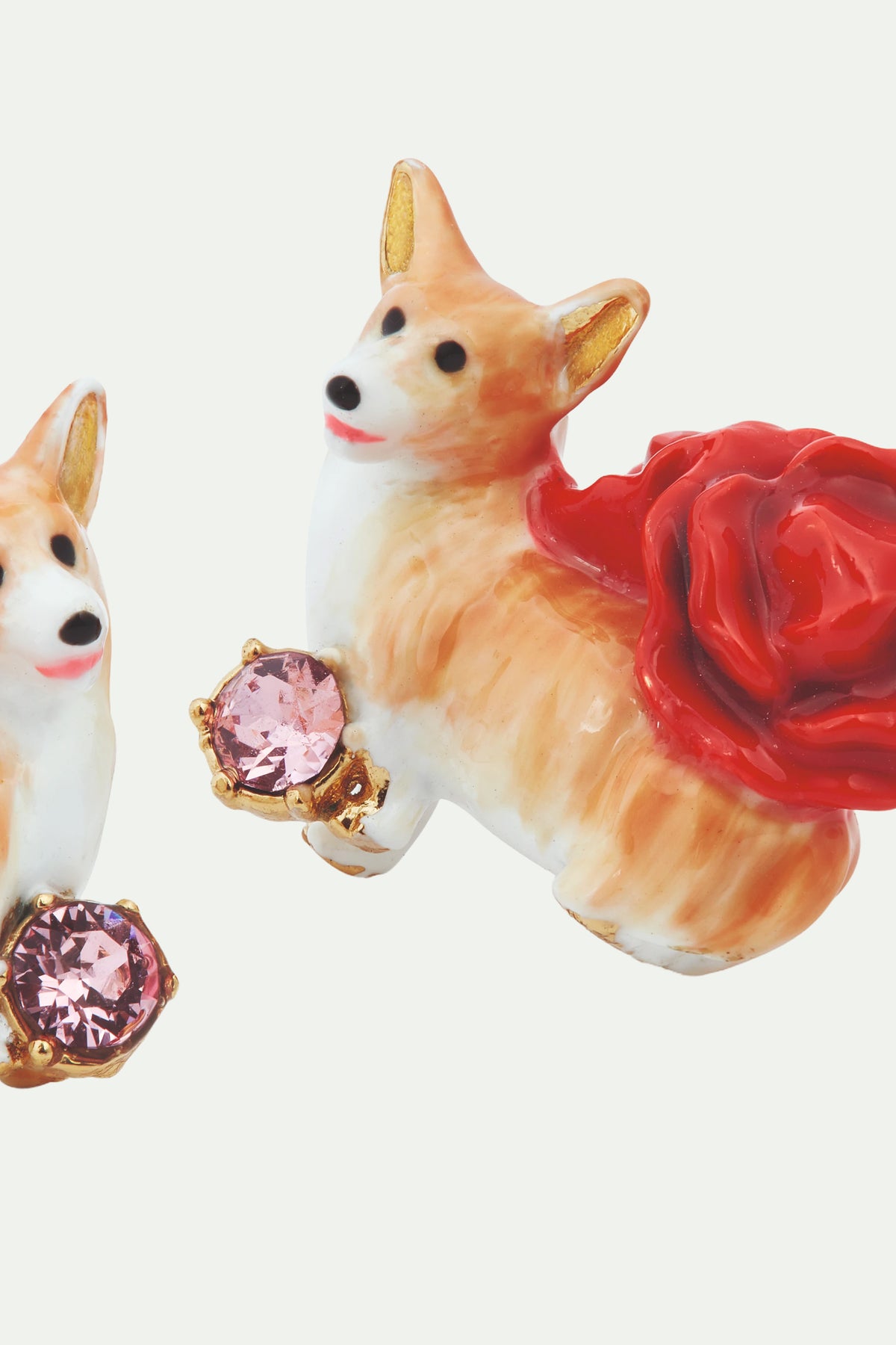 Corgi and red roses post earrings