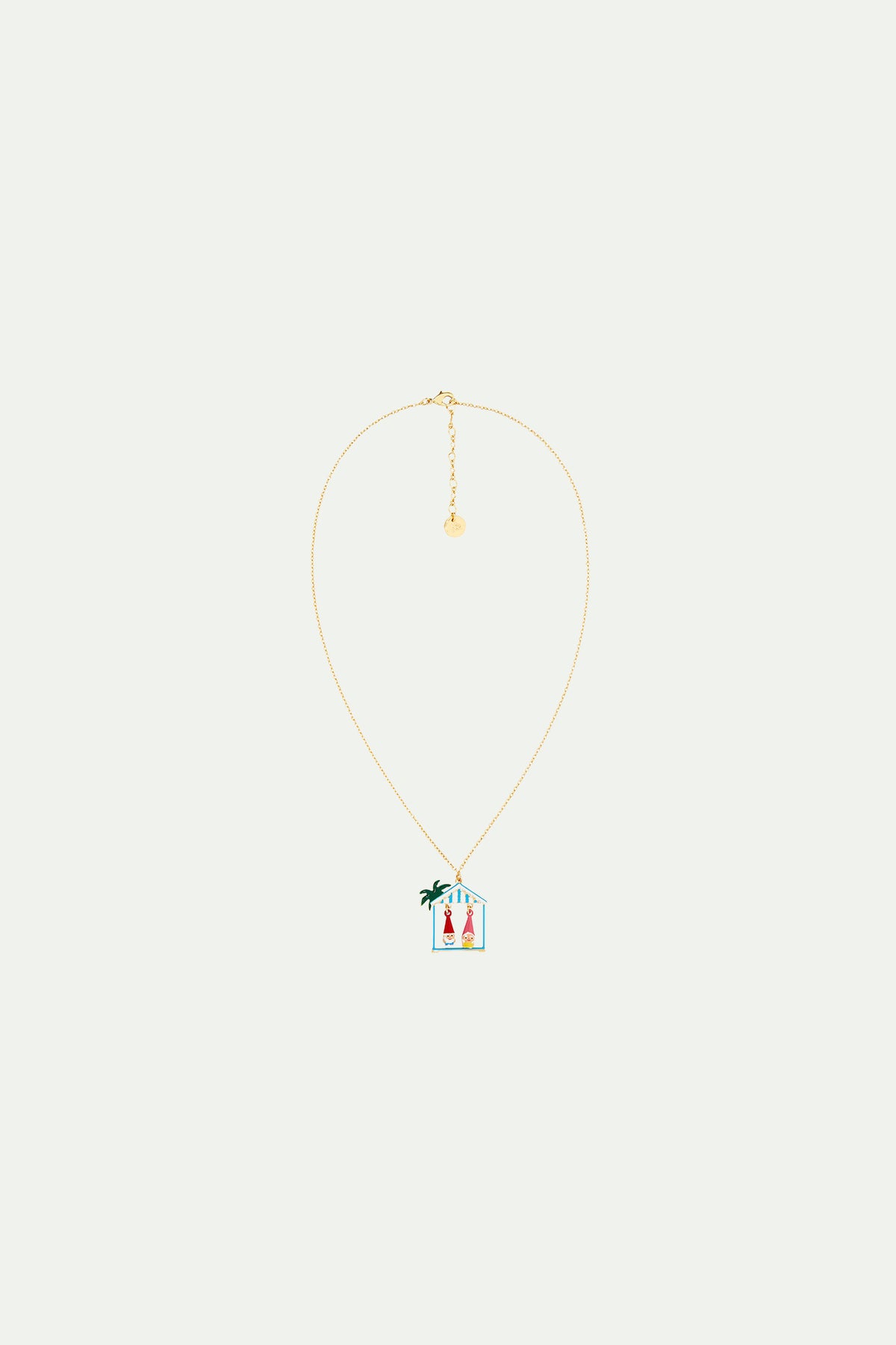 Toadstool Family couple and beach hut pendant necklace