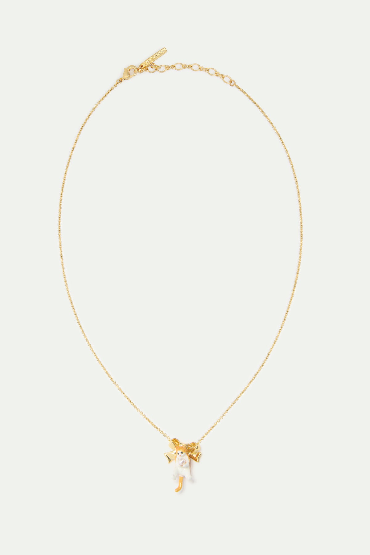 Collier pendentif chaton roux et noeud doré